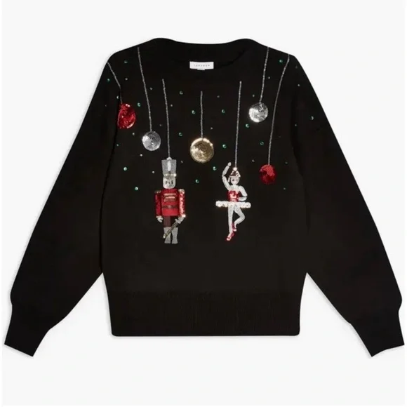 Nutcracker Womens Christmas Jumper Topshop Embroidered Nutcracker